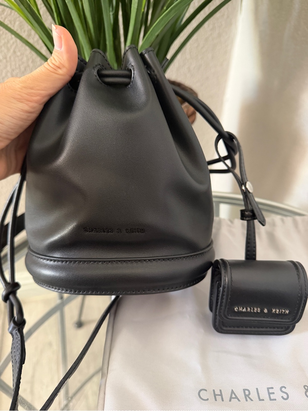 Charles & Keith Black Bucket Bag Complete Set – Brand New